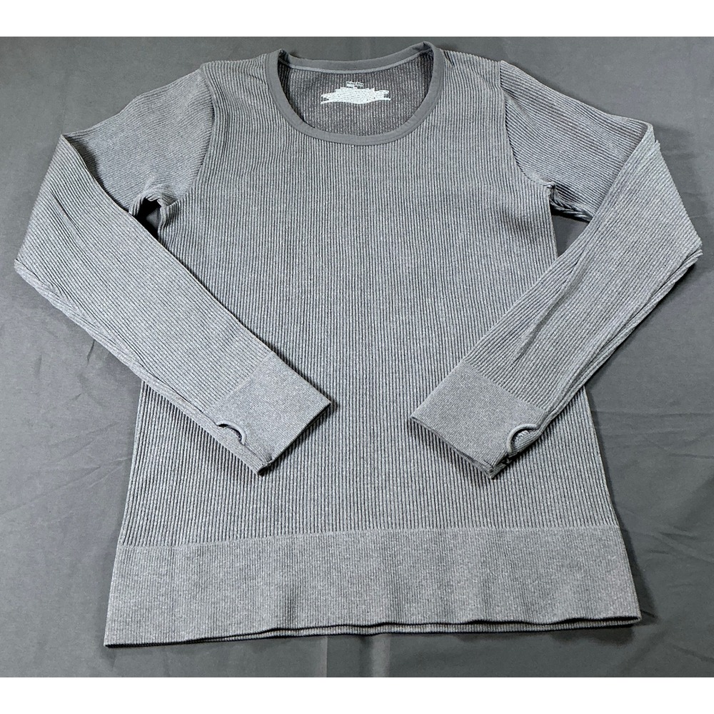 Kindly Yours Womens 2X Grey Heather Ribbed Long Sleeve Top Thumbholes 30005